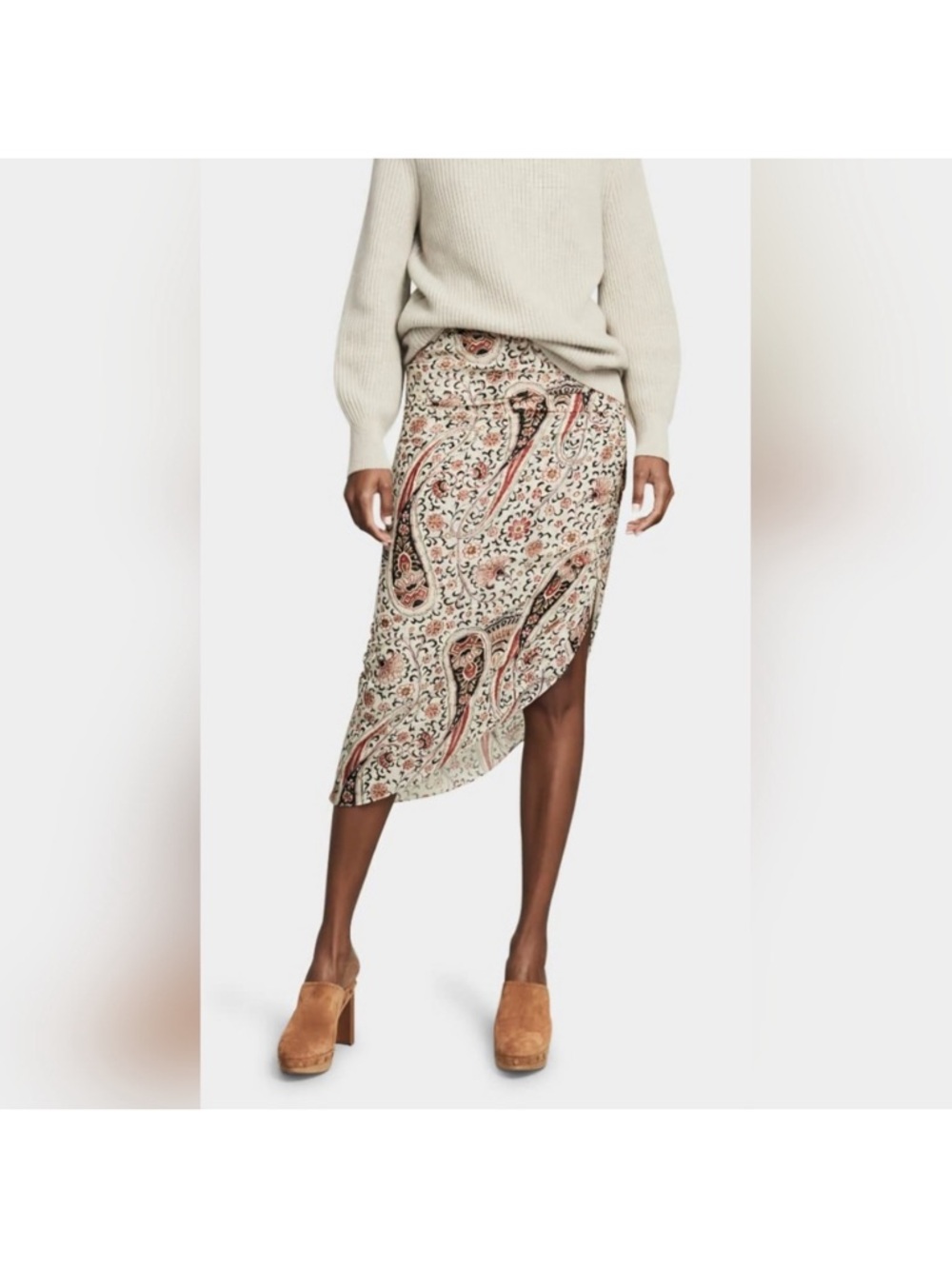 Veronica Beard HERST Paisley Print Asymmetrical Silk Skirt